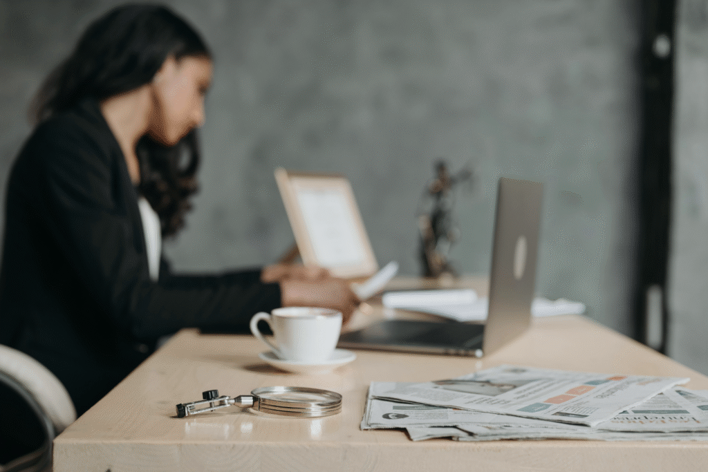 Abogada trabajando con propósito